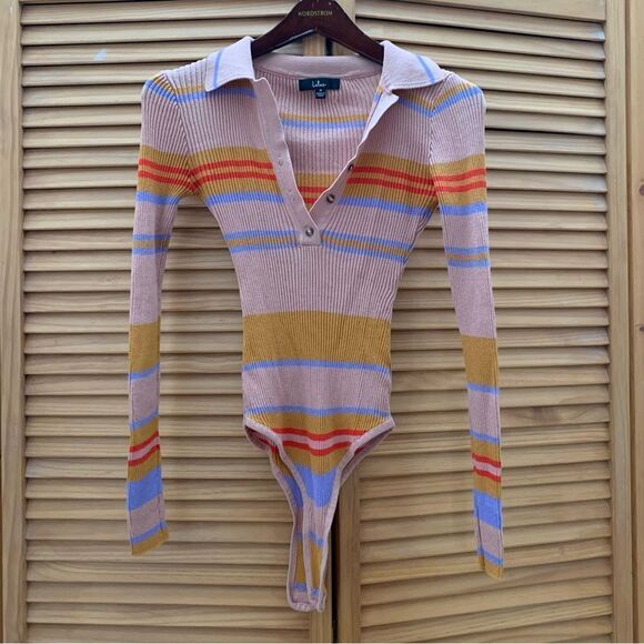Lulu’s Striped Bodysuit Size Medium - Picture 1 of 5